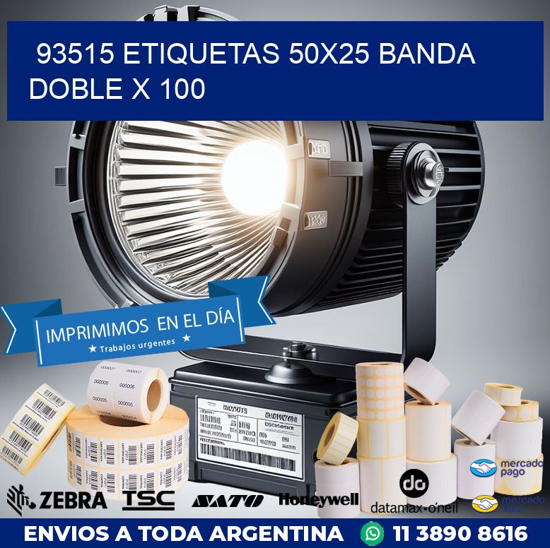93515 ETIQUETAS 50X25 BANDA DOBLE X 100
