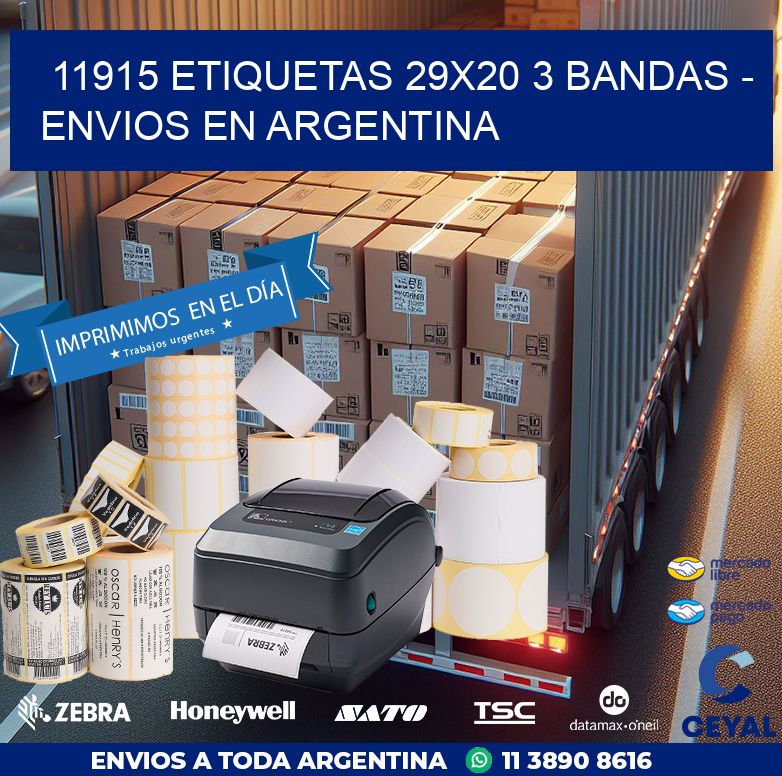 11915 ETIQUETAS 29X20 3 BANDAS - ENVIOS EN ARGENTINA