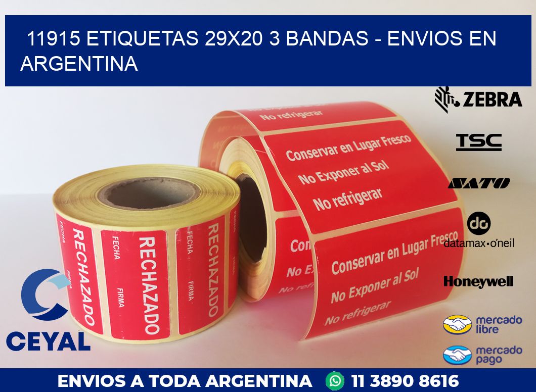 11915 ETIQUETAS 29X20 3 BANDAS – ENVIOS EN ARGENTINA