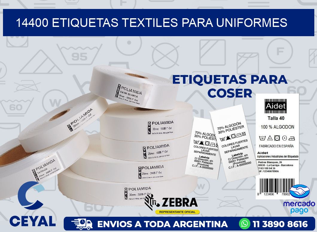 14400 ETIQUETAS TEXTILES PARA UNIFORMES