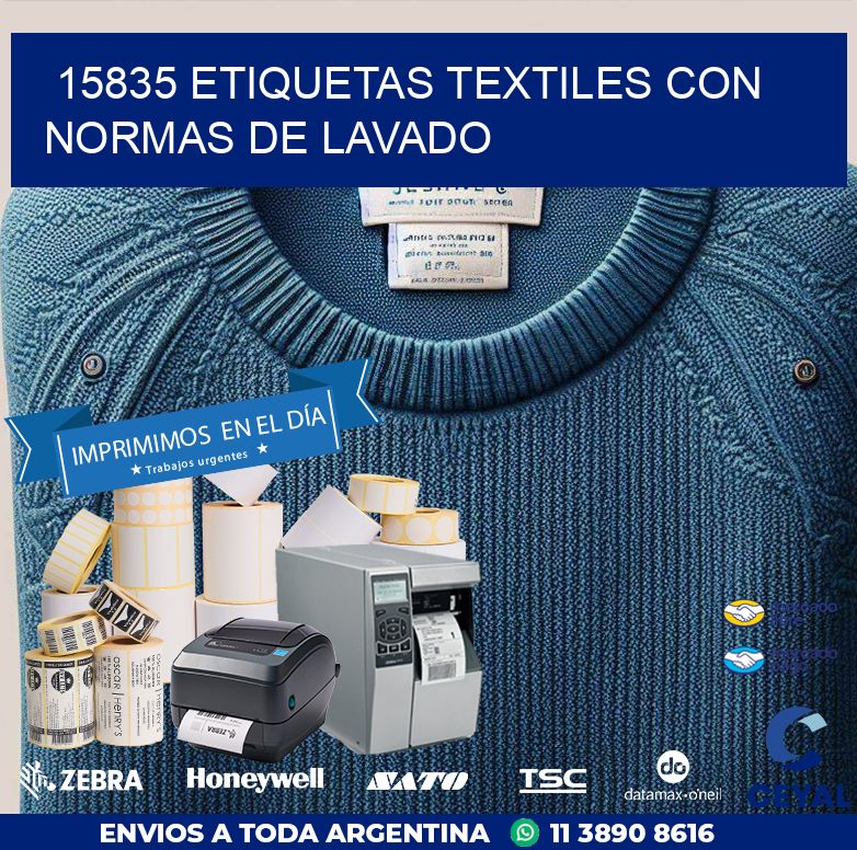 15835 ETIQUETAS TEXTILES CON NORMAS DE LAVADO