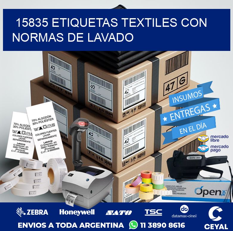 15835 ETIQUETAS TEXTILES CON NORMAS DE LAVADO