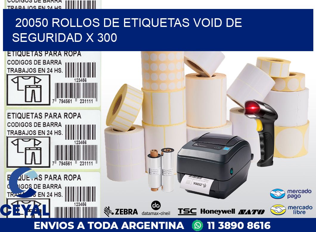 20050 ROLLOS DE ETIQUETAS VOID DE SEGURIDAD X 300