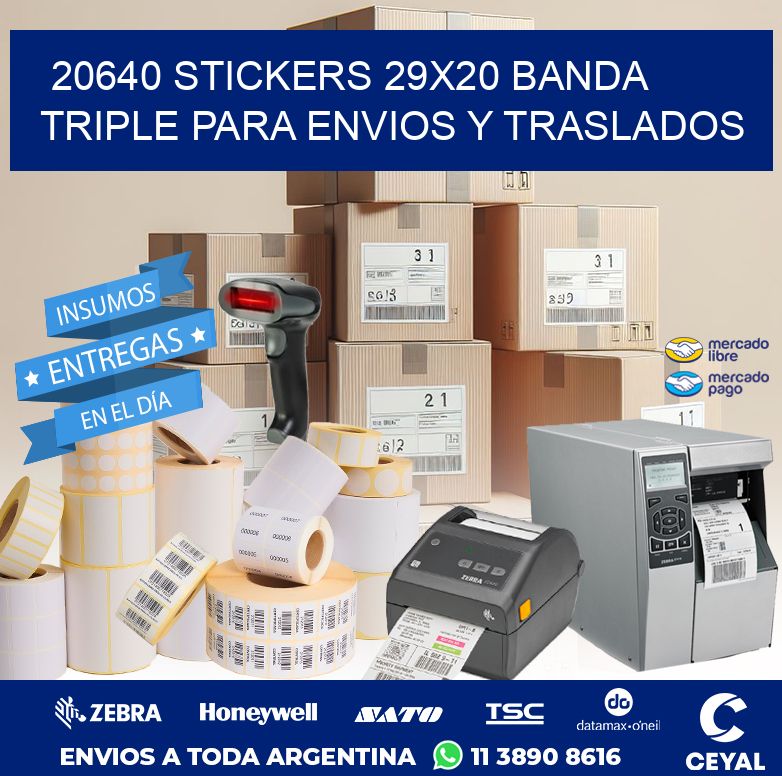 20640 STICKERS 29X20 BANDA TRIPLE PARA ENVIOS Y TRASLADOS