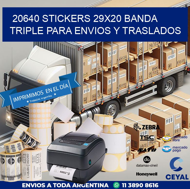 20640 STICKERS 29X20 BANDA TRIPLE PARA ENVIOS Y TRASLADOS