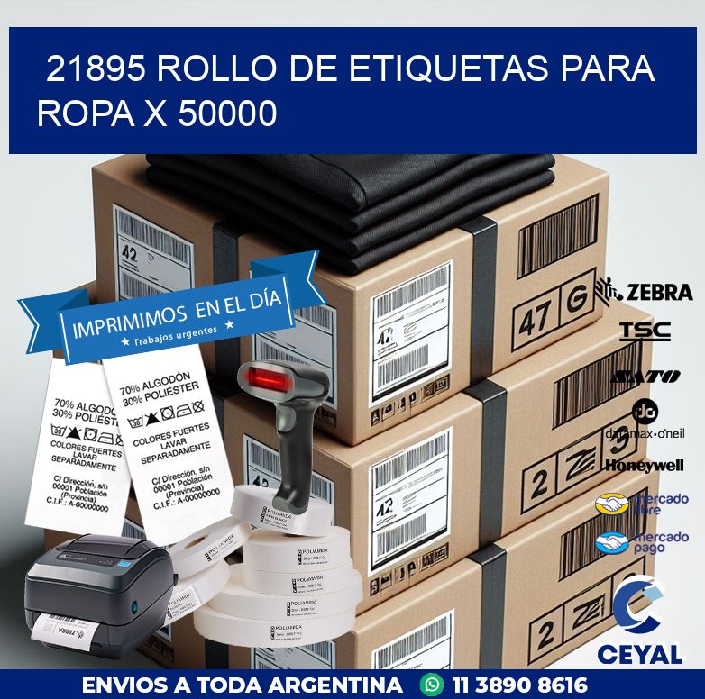 21895 ROLLO DE ETIQUETAS PARA ROPA X 50000