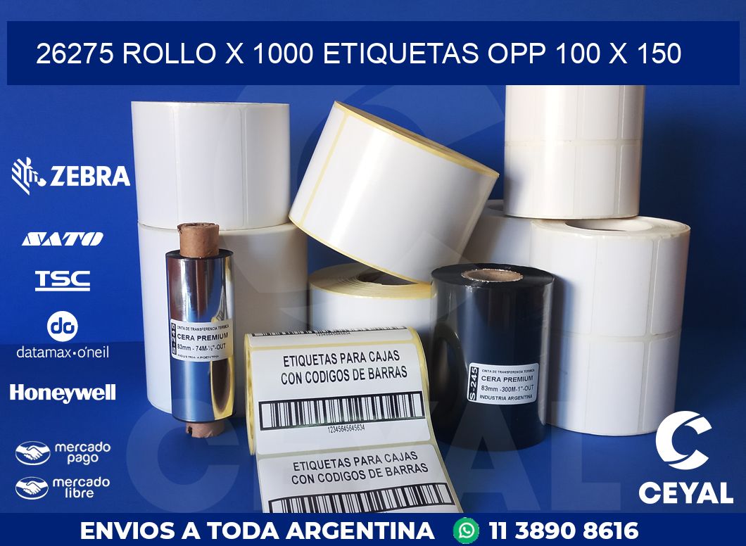 26275 ROLLO X 1000 ETIQUETAS OPP 100 X 150