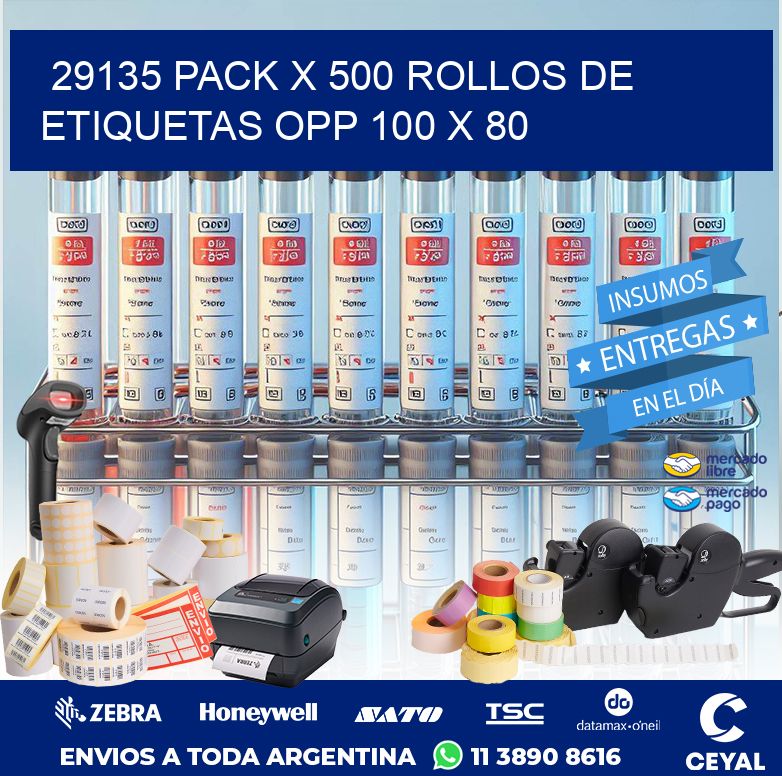 29135 PACK X 500 ROLLOS DE ETIQUETAS OPP 100 X 80