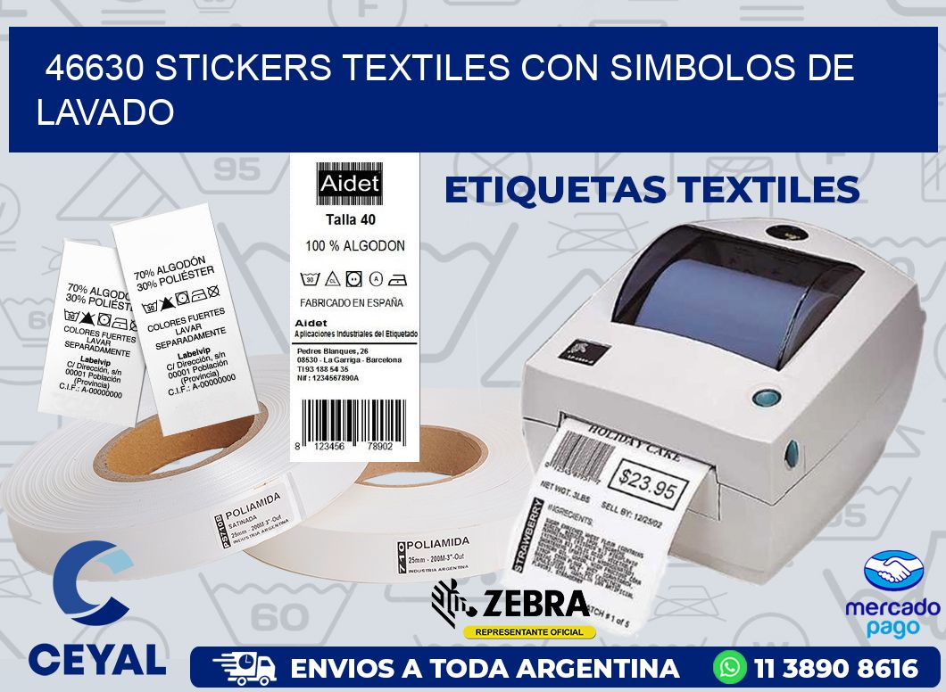 46630 STICKERS TEXTILES CON SIMBOLOS DE LAVADO