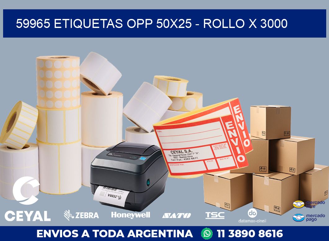 59965 ETIQUETAS OPP 50X25 - ROLLO X 3000