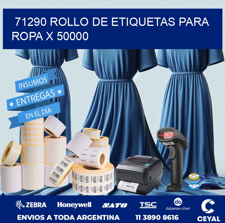 71290 ROLLO DE ETIQUETAS PARA ROPA X 50000