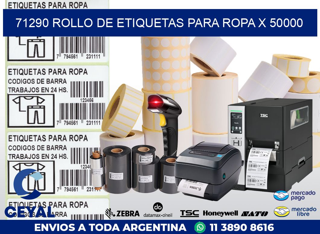 71290 ROLLO DE ETIQUETAS PARA ROPA X 50000