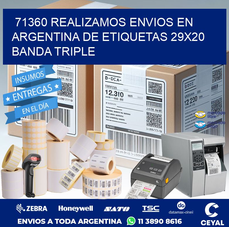 71360 REALIZAMOS ENVIOS EN ARGENTINA DE ETIQUETAS 29X20 BANDA TRIPLE