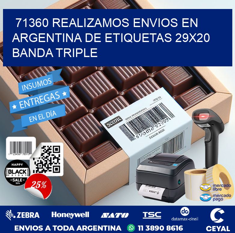 71360 REALIZAMOS ENVIOS EN ARGENTINA DE ETIQUETAS 29X20 BANDA TRIPLE