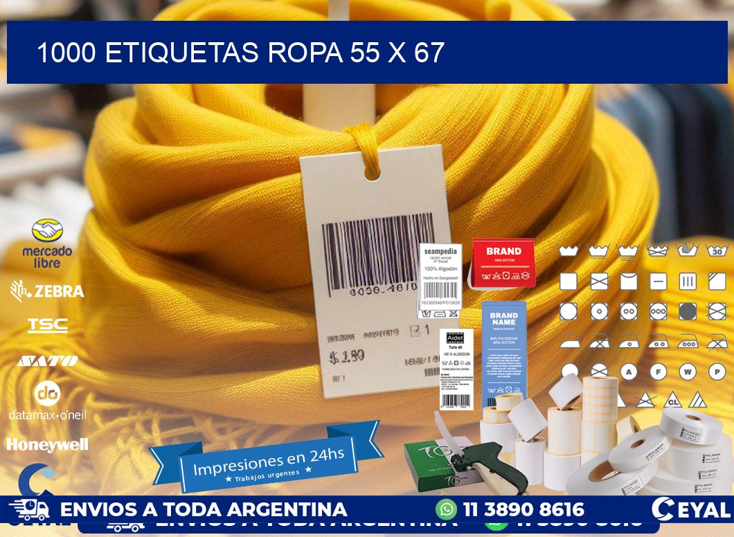 1000 ETIQUETAS ROPA 55 x 67