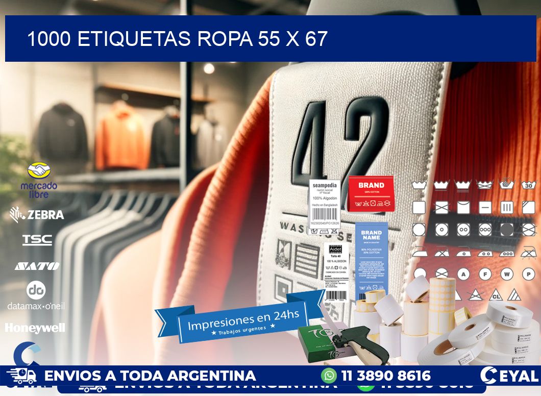 1000 ETIQUETAS ROPA 55 x 67