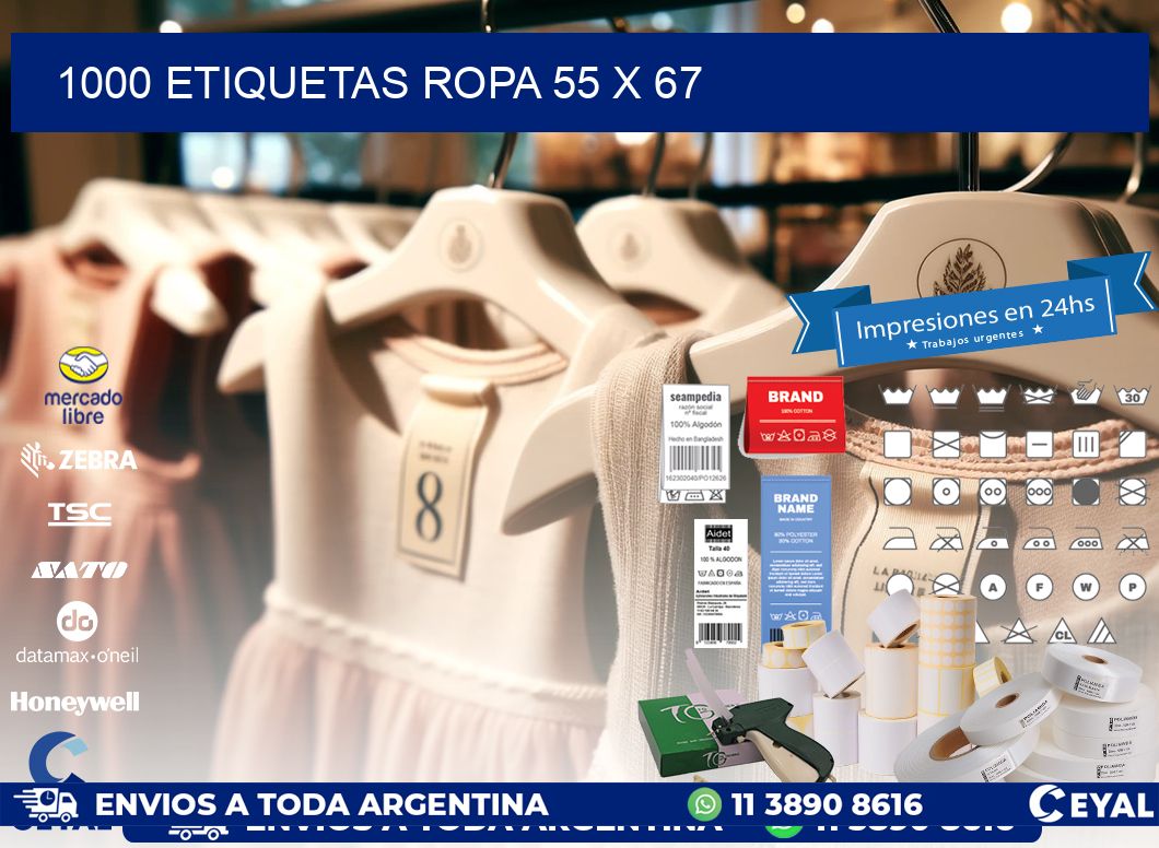 1000 ETIQUETAS ROPA 55 x 67