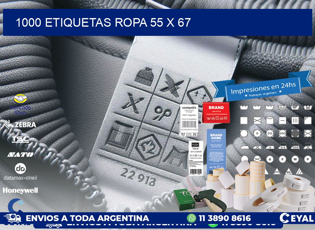 1000 ETIQUETAS ROPA 55 x 67