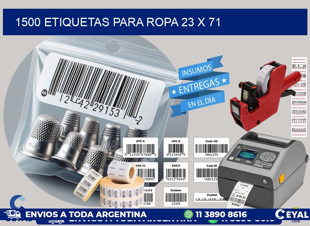 1500 ETIQUETAS PARA ROPA 23 x 71