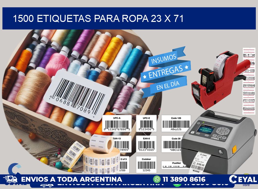 1500 ETIQUETAS PARA ROPA 23 x 71