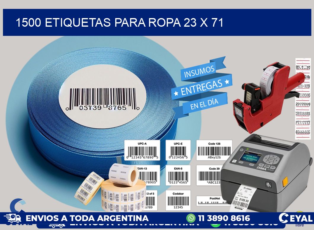 1500 ETIQUETAS PARA ROPA 23 x 71