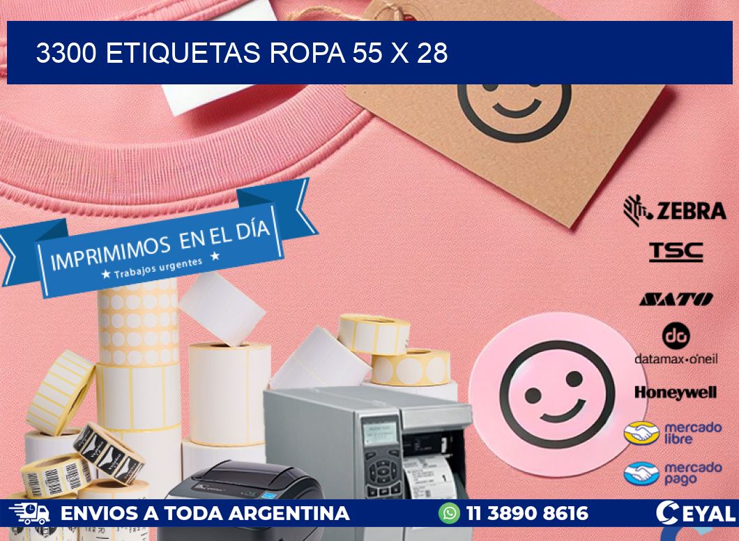 3300 ETIQUETAS ROPA 55 x 28