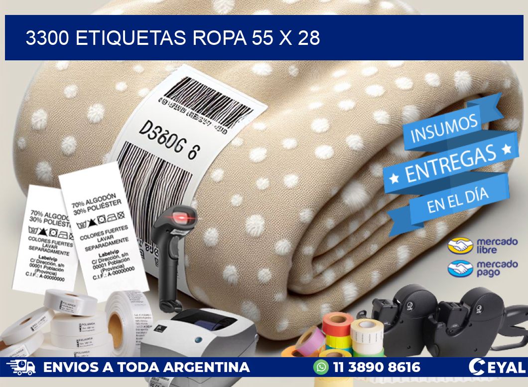 3300 ETIQUETAS ROPA 55 x 28