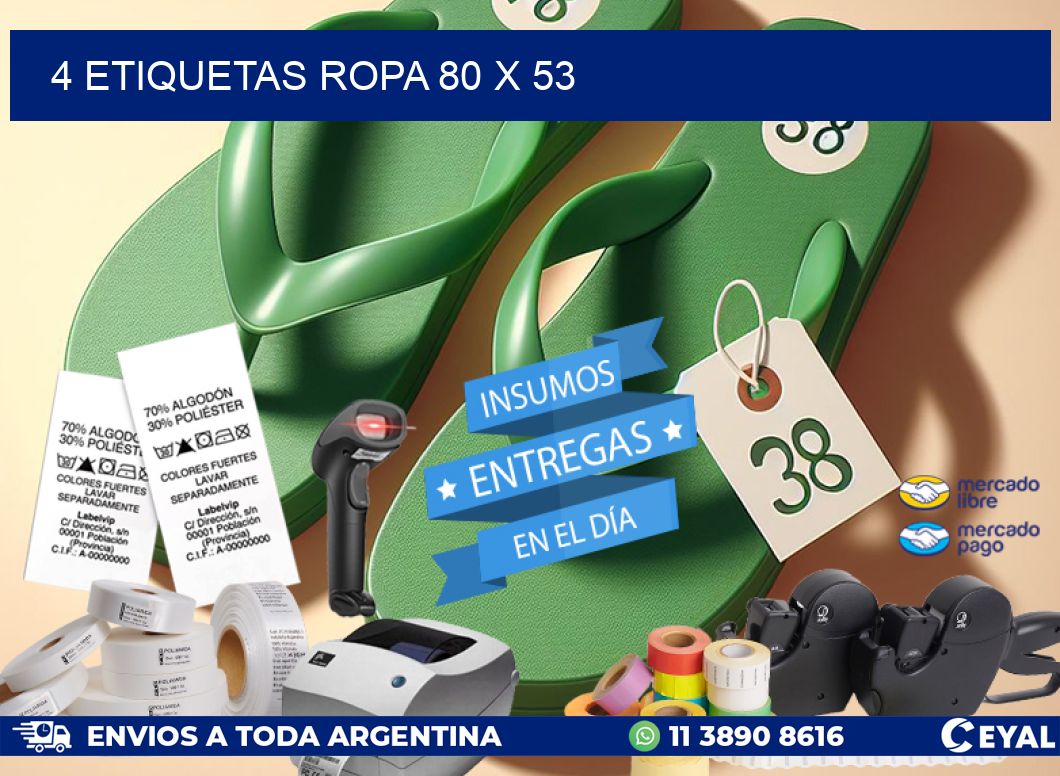 4 ETIQUETAS ROPA 80 x 53