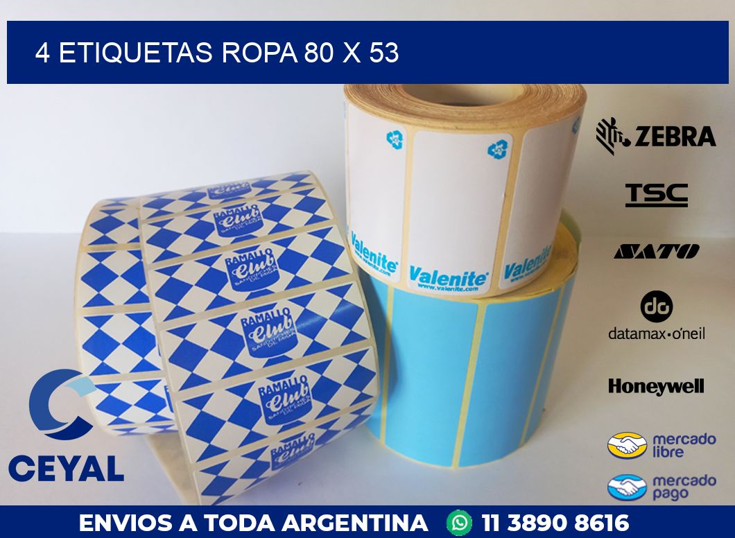 4 ETIQUETAS ROPA 80 x 53