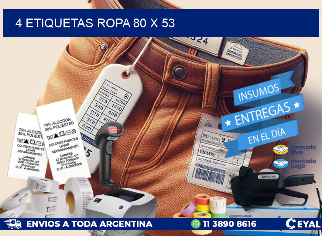 4 ETIQUETAS ROPA 80 x 53
