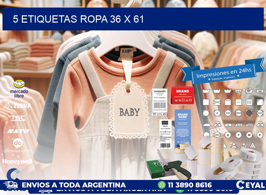 5 ETIQUETAS ROPA 36 x 61