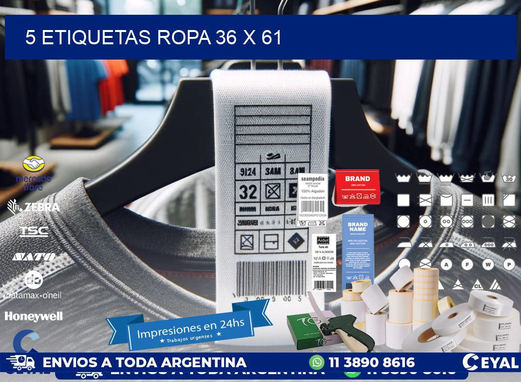 5 ETIQUETAS ROPA 36 x 61