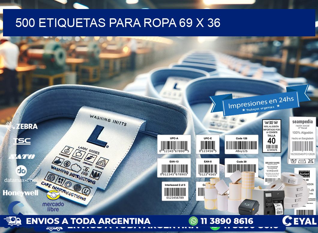 500 ETIQUETAS PARA ROPA 69 x 36
