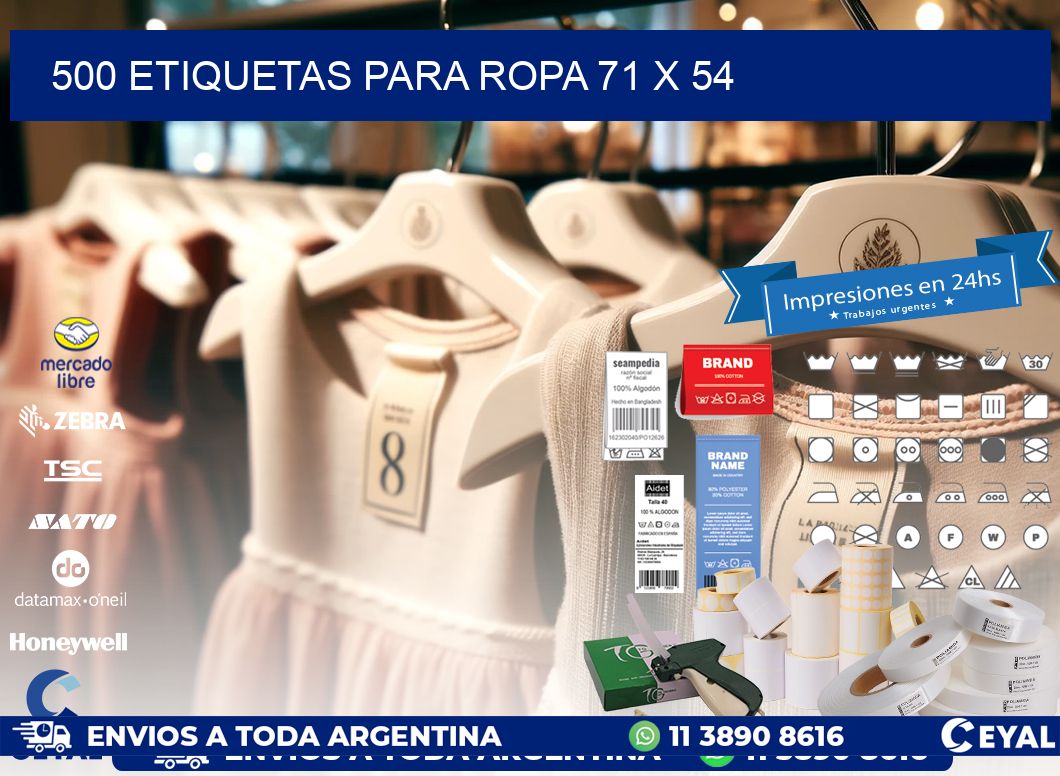 500 ETIQUETAS PARA ROPA 71 x 54