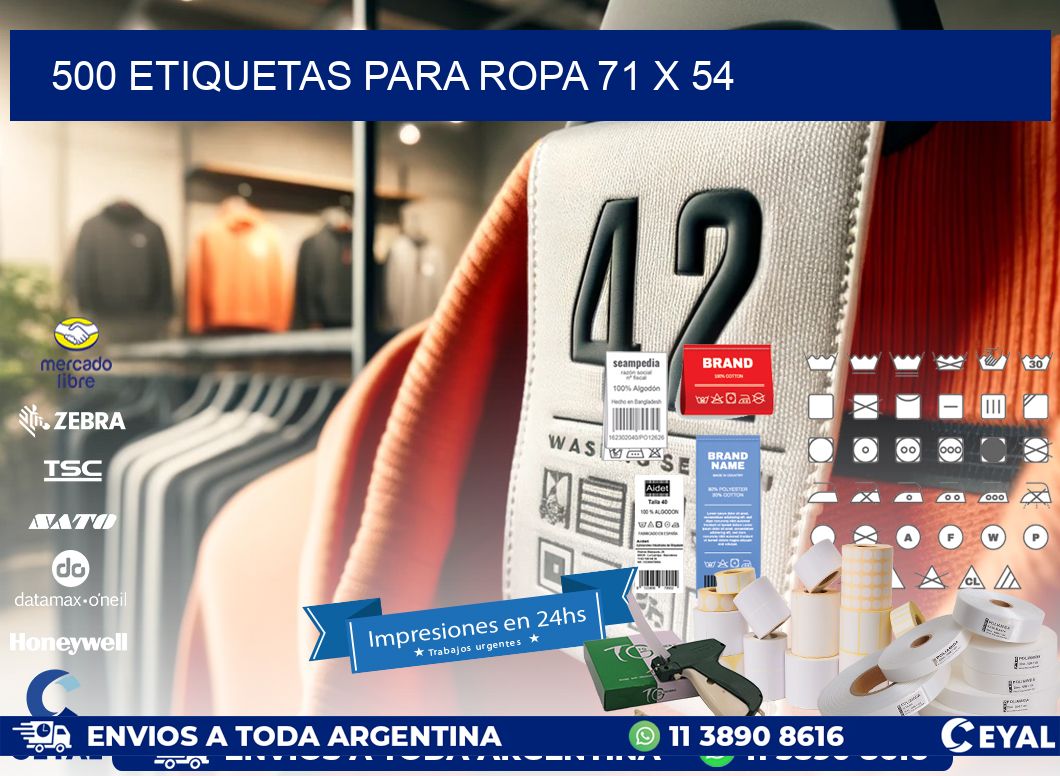 500 ETIQUETAS PARA ROPA 71 x 54