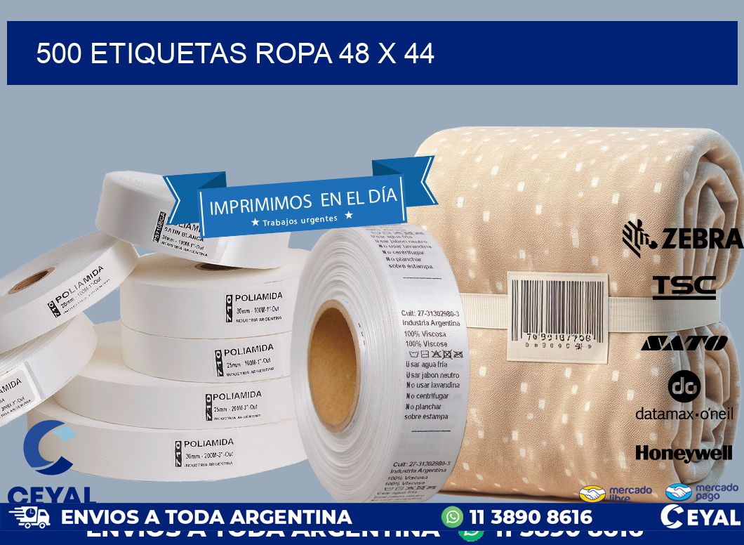500 ETIQUETAS ROPA 48 x 44