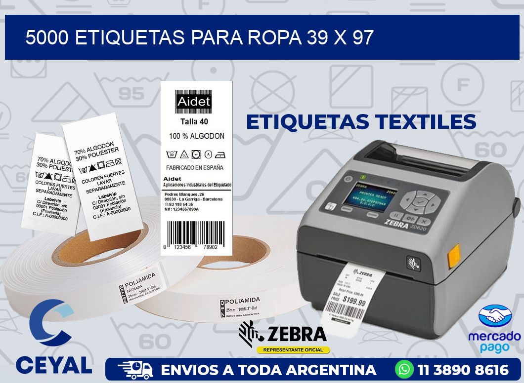5000 ETIQUETAS PARA ROPA 39 x 97