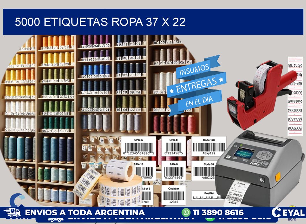 5000 ETIQUETAS ROPA 37 x 22