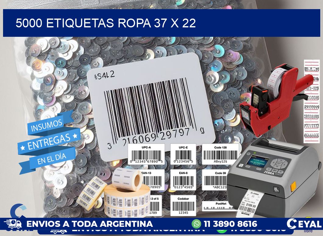 5000 ETIQUETAS ROPA 37 x 22