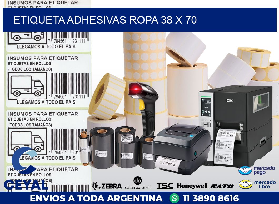 ETIQUETA ADHESIVAS ROPA 38 x 70