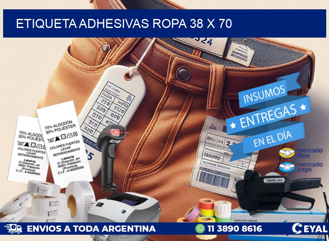 ETIQUETA ADHESIVAS ROPA 38 x 70