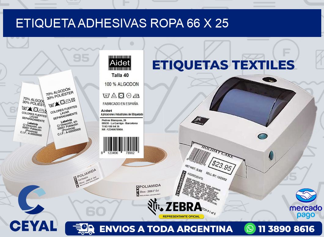 ETIQUETA ADHESIVAS ROPA 66 x 25