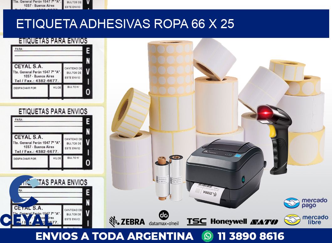 ETIQUETA ADHESIVAS ROPA 66 x 25