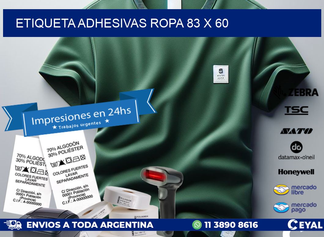 ETIQUETA ADHESIVAS ROPA 83 x 60