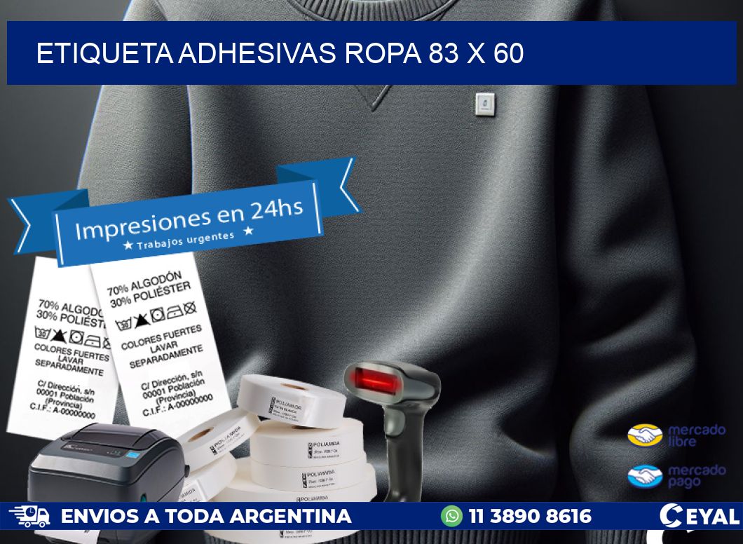 ETIQUETA ADHESIVAS ROPA 83 x 60