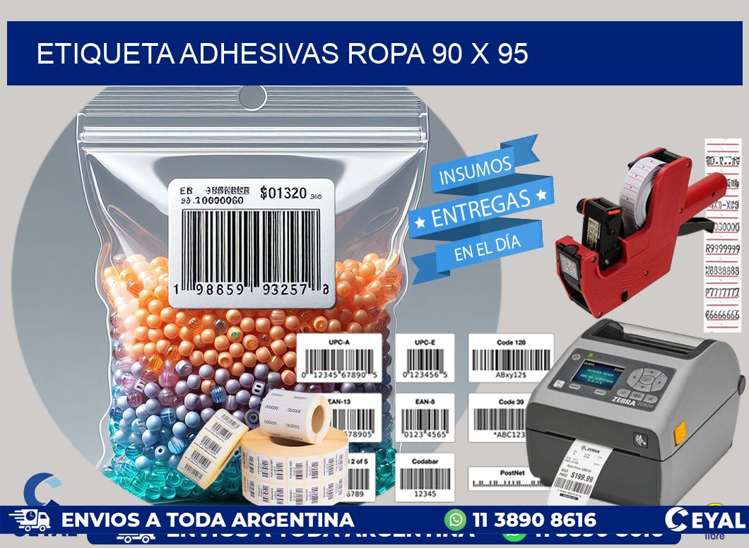 ETIQUETA ADHESIVAS ROPA 90 x 95