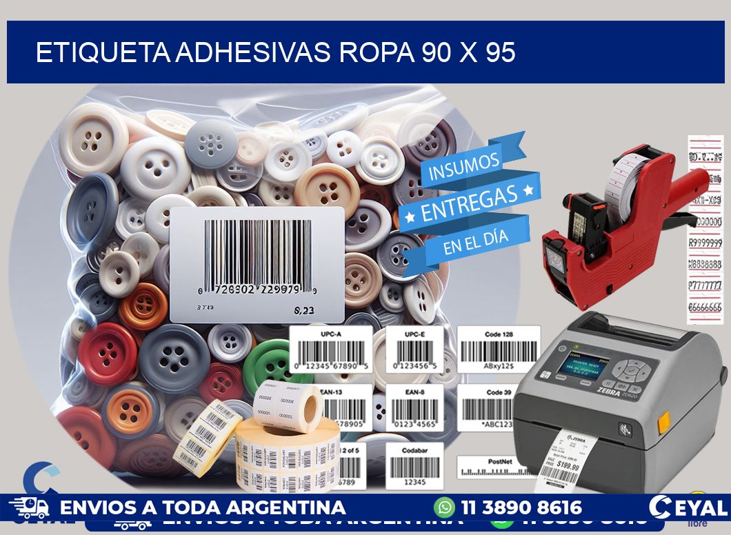 ETIQUETA ADHESIVAS ROPA 90 x 95