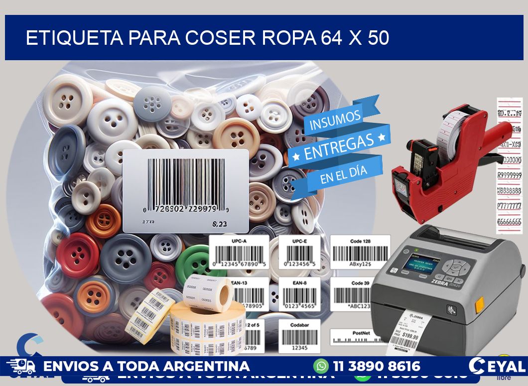 ETIQUETA PARA COSER ROPA 64 x 50