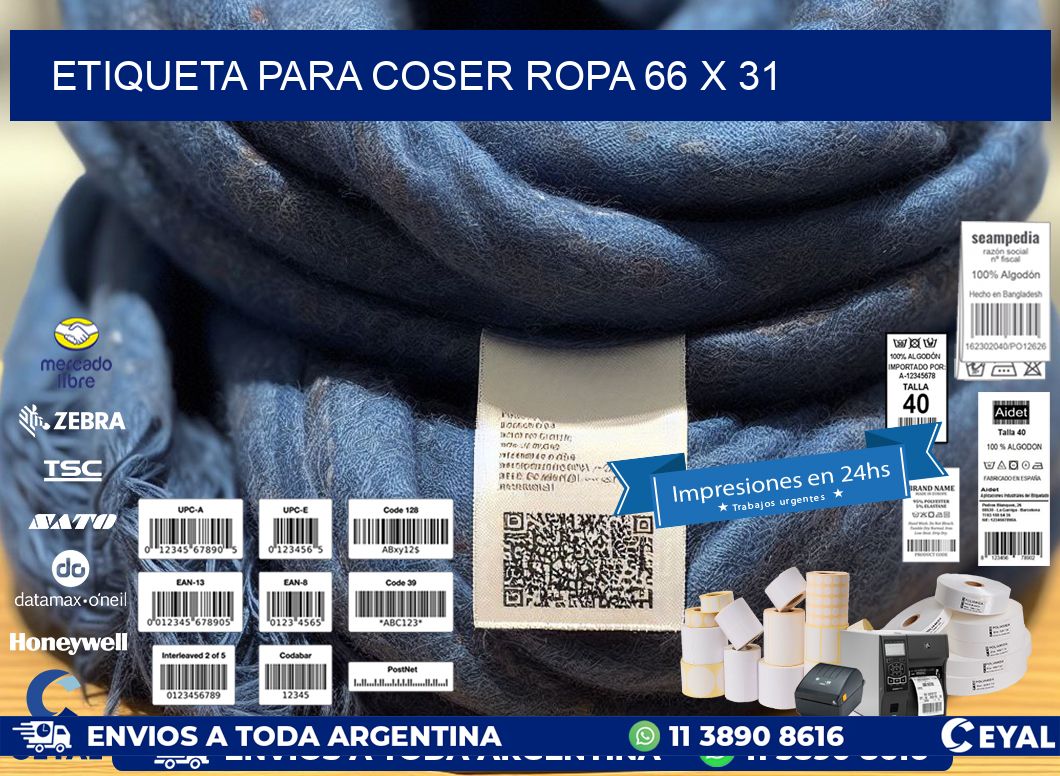 ETIQUETA PARA COSER ROPA 66 x 31