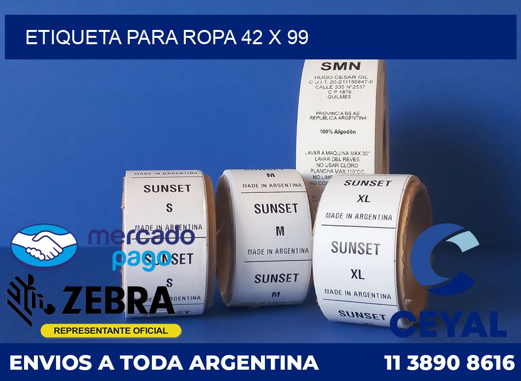 ETIQUETA PARA ROPA 42 x 99